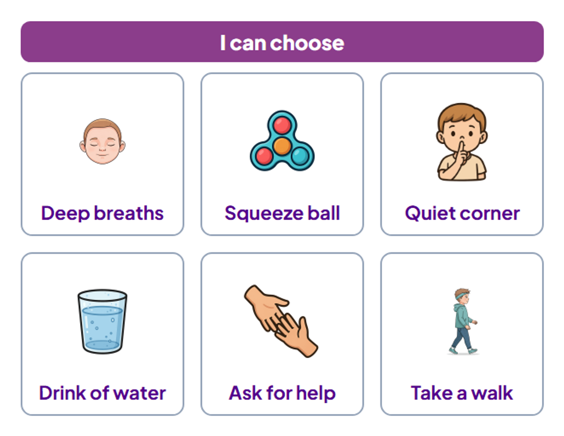 Pinterest pin: Calm Down Choice Board