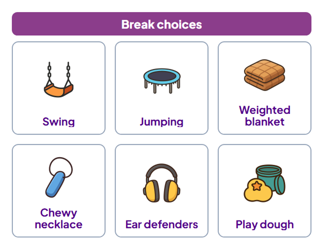 Pinterest pin: Sensory Break Choice Board
