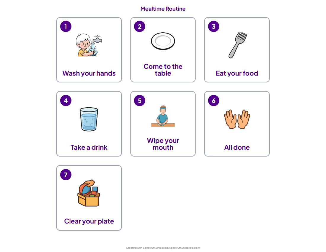 Free Mealtime Visual Schedule for Autism (Picky Eating + Mealtimes)